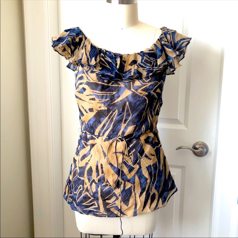 Ralph Lauren Silk Ruffle Peasant Blouse